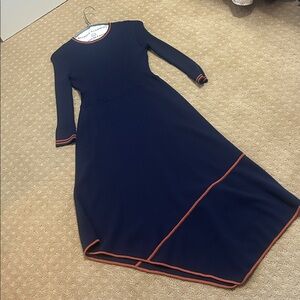 Shoshanna navy blue knit dress with asymmetrical hem